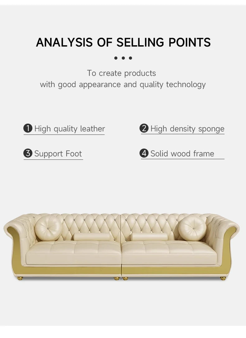 Luxury Chesterfield Sofa Home Office Hotel Living Room Furniture Modern Leather Sofa Set Подставка Под Ноги Офисная Divano