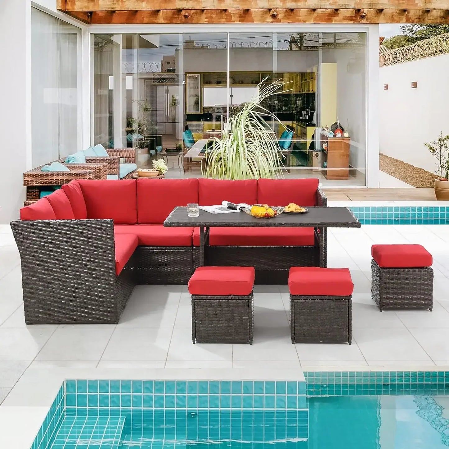 Patio Furniture Set 7 Pieces Outdoor Patio Furniture with Dining Table