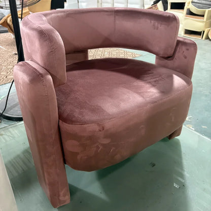Nordic Chaise Loung Frosted Velvet Accent Chairs Curved Backrest Solid Wood Frame High Density Sponge Living Room Single Sofas