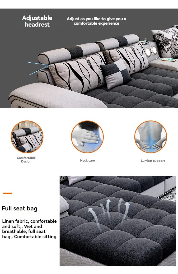 Sectional Couches for Living Room with Smart Bluetooth Speaker Charging Sectional Sofa Set with Chaise L-Shape Sectional Couch