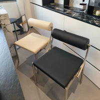 Vintage Designer Dining Chair with Stainless Steel Frame Study Room Seat Bedroom Dressing Table Makeup Stool Home Kitchen Chairs