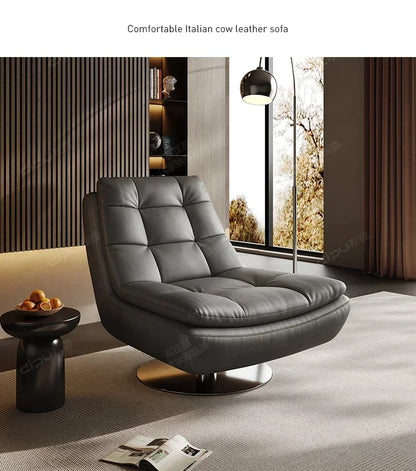 Genuine Leather Couch Single Minimalist Cream Style Living Room Small Apartment Bedroom Leisure Chair