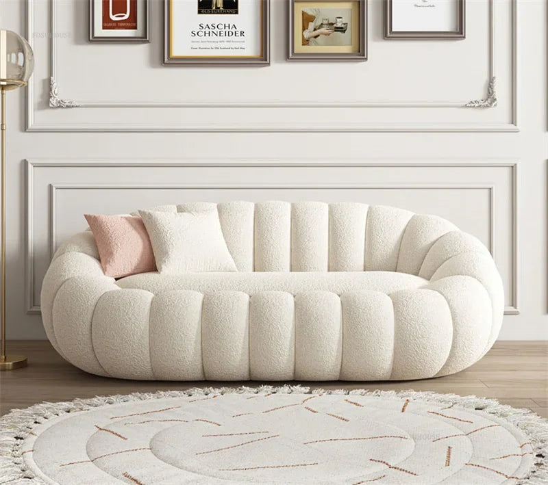 Modern Living Room Sofa Lambswool Pumpkin Sofa Chair Creative Home Balcony Swivel Lounge Chair Fitting Room Bedroom Single Sofas