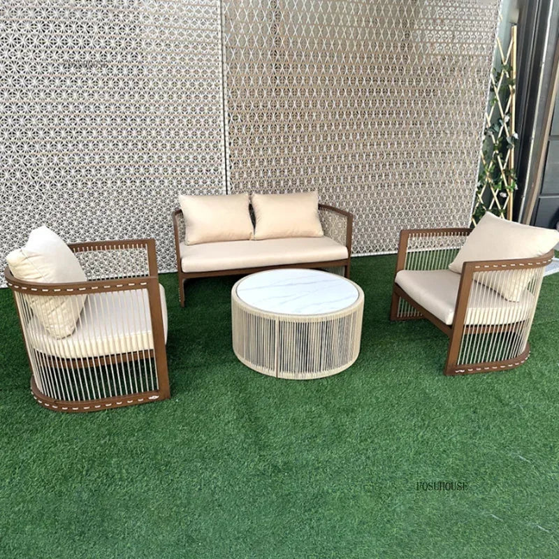 Outdoor Aluminum Alloy Garden Sofas Courtyard Open-air Leisure Sofa Chair Hotel Leisure Dining Chair Waterproof Single Chairs HH