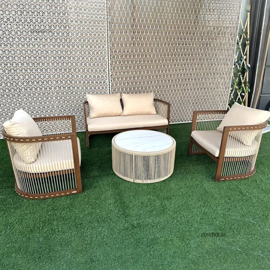 Outdoor Aluminum Alloy Garden Sofas Courtyard Open-air Leisure Sofa Chair Hotel Leisure Dining Chair Waterproof Single Chairs HH