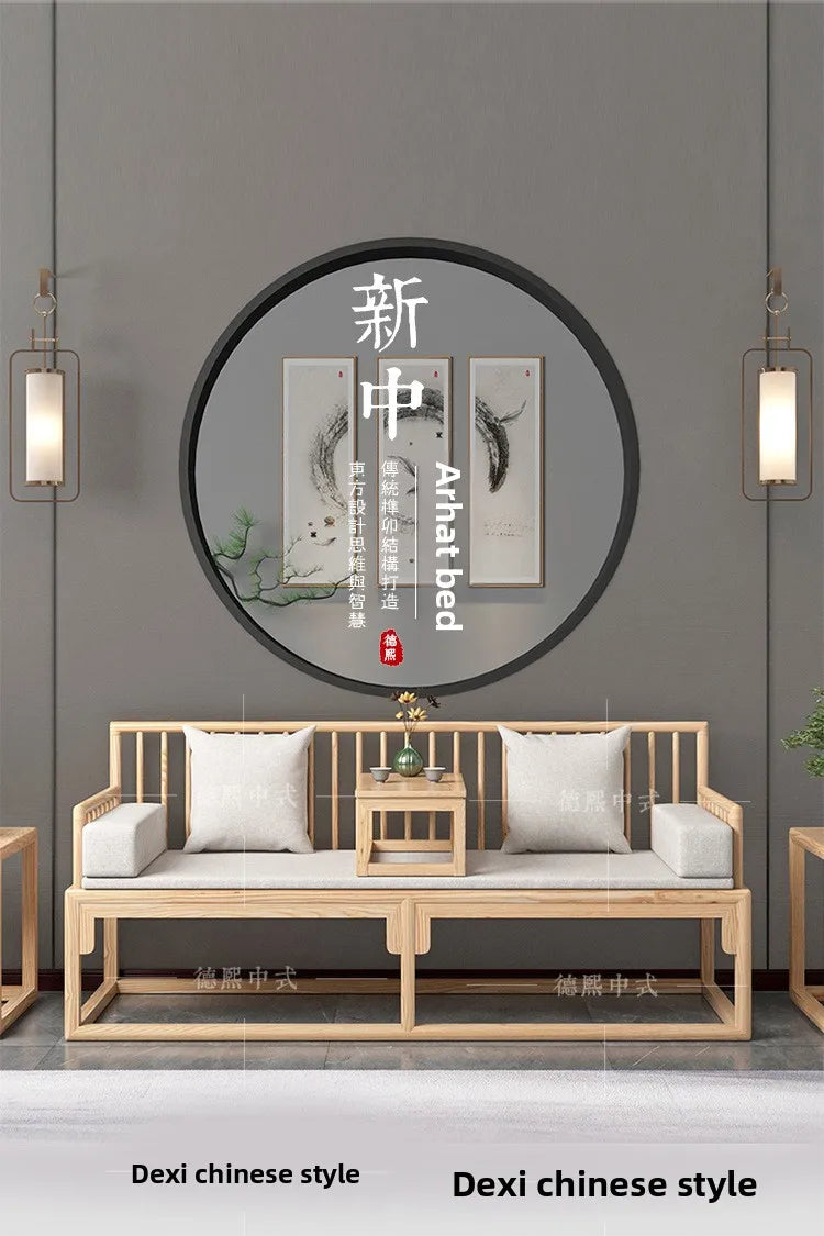 Han Solid Wood New Chinese Sofa Combination Living Room Zen Bed Hotel Homestay Push