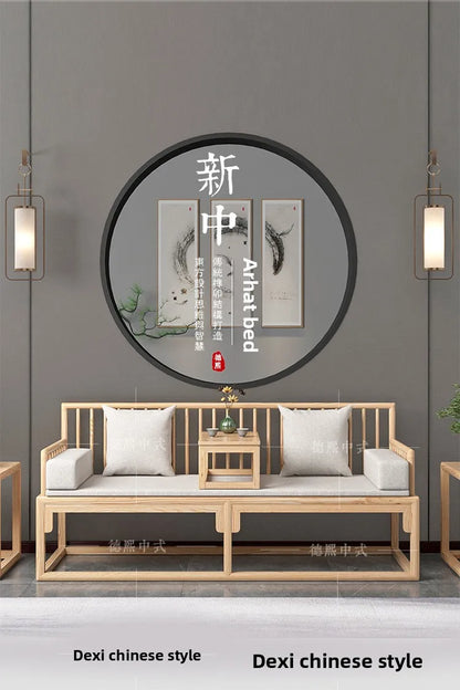 Han Solid Wood New Chinese Sofa Combination Living Room Zen Bed Hotel Homestay Push