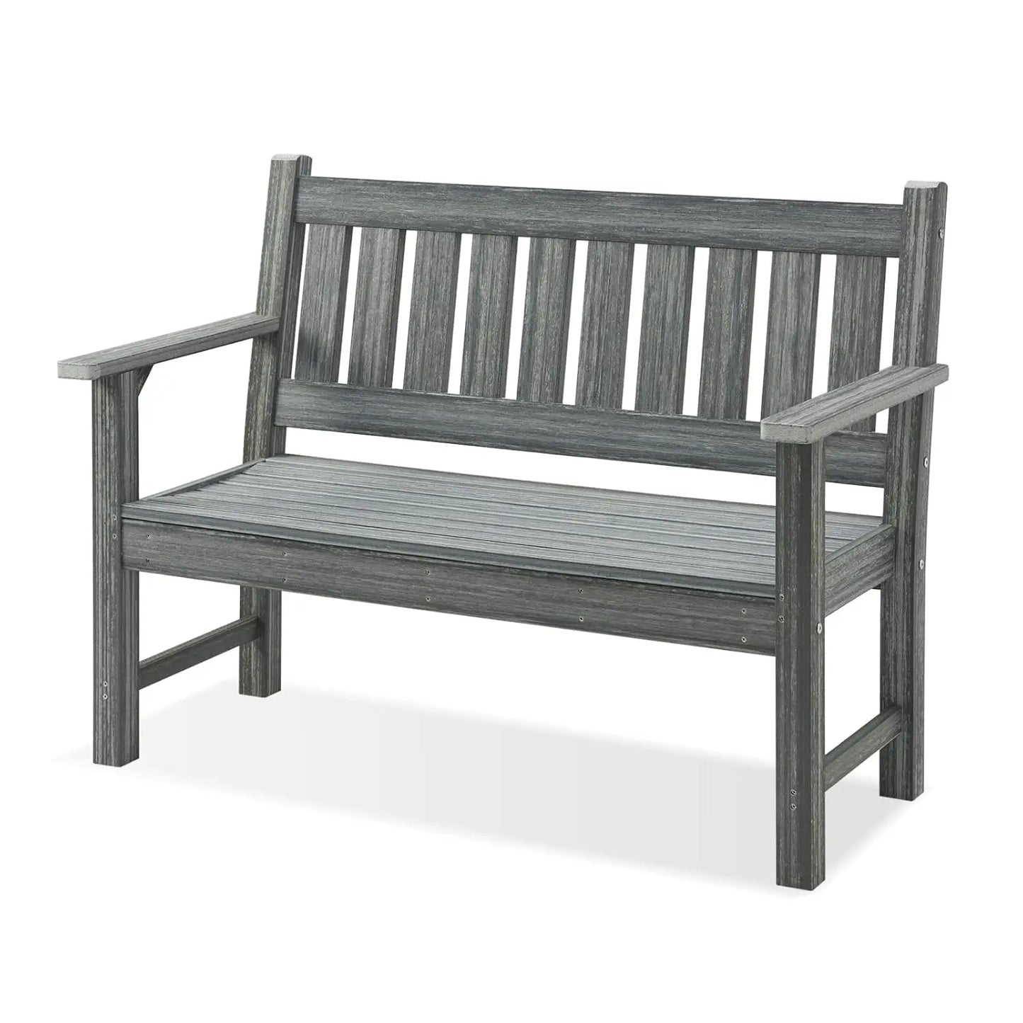 Outdoor Bench, 2-Person Garden Bench, Poly Lumber Patio Bench for Outdoors, Porch, and Park (Brown), Customized