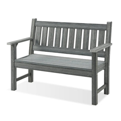 Outdoor Bench, 2-Person Garden Bench, Poly Lumber Patio Bench for Outdoors, Porch, and Park (Brown), Customized