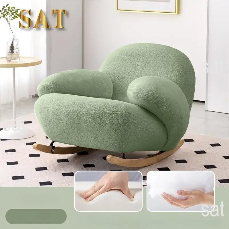 Big white Internet celebrity rocking chair lazy sofa single rocking cream living room lazy chair simple balcony bedroom