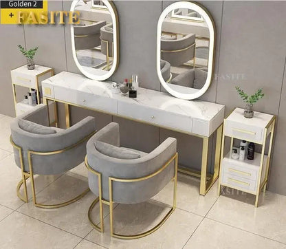 Barber shop mirror table, net red beauty salon, hair ironing and dyeing belt lamp, mirror hair salon, fashion style, double-side