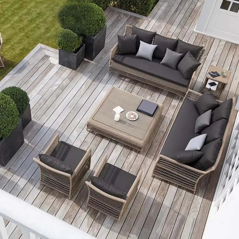 Outdoor rattan sofa outdoor courtyard garden terrace leisure sofa chair combination