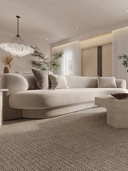 Fabric Living Room Sofas European Beige Italian Curved Luxury Couch Double Modern Designer Divano Soggiorno Home Furniture