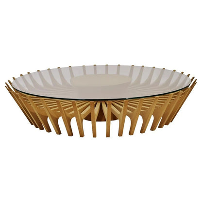 Table à thé ronde minimaliste italienne en bois massif Table à thé en verre de Style silencieux minimaliste Post-moderne