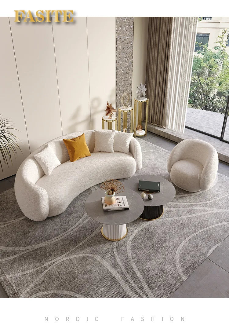 Italian Floor Sofa Living Room Nordic Velvet Minimalist Wooden Lounge Couch Curved Office Fabric Meubels Woonkamer Home Decor