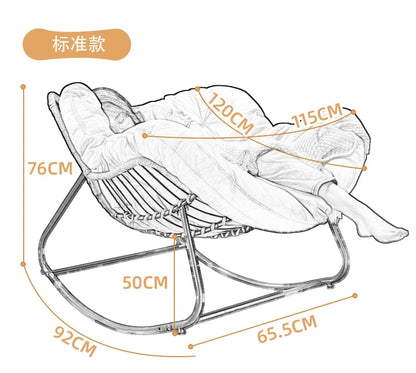 Metal Rocking Chair Adult Reclining Chair Balcon Home Single Leisure Chairs Living Room Red Sofa Chair Lazy Recliner
