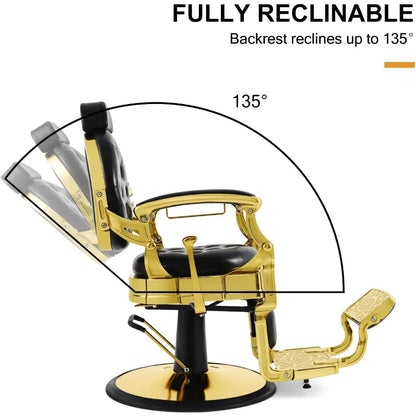 Retro Barber Chair Heavy Duty Barber Chairs Vintage Salon Chair Hydraulic Recline Beauty Spa Styling Equipment Rounded Cushioni