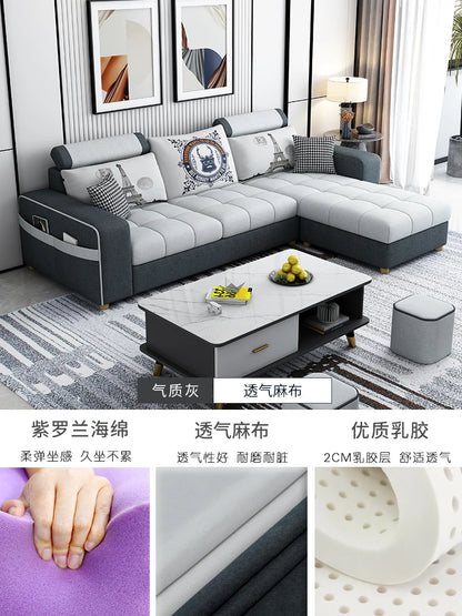 Modern simple fabric sofa living room household small apartment light luxury combination set