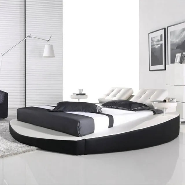 Bedroom furniture leather bed with blue led lights and music therapy bed A021