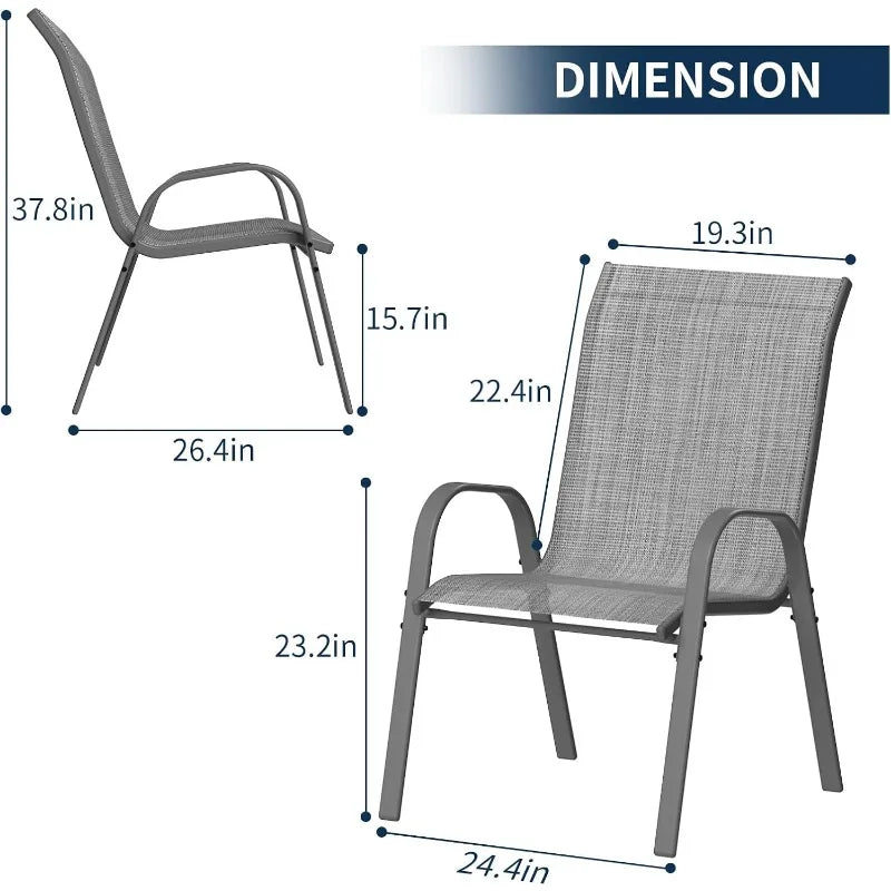 Patio Chairs Set of 4, Breathable Garden Outdoor Furniture for Backyard Deck,Outdoor Stackable Dining Chairs for All We