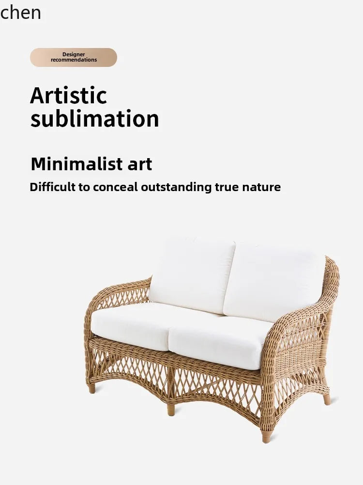HXL outdoor sofa balcony rattan chair garden waterproof aluminum alloy outdoor terrace casual rattan sofa chair