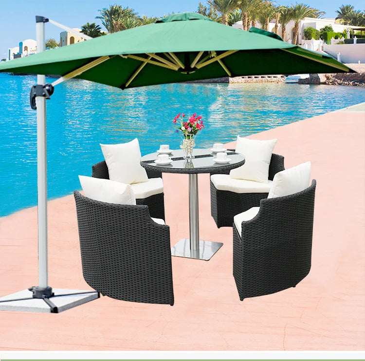 Outdoor leisure courtyard rattan chair five-piece combination outdoor villa open-air balcony creative storage home back chair