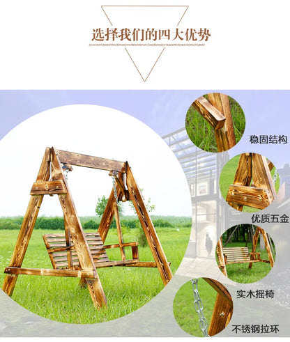 Advanced Wooden Patio Swings Balcony Villa Courtyard Fashion Patio Swings Hotel Simplicity Outdoor Furniture Columpiar Lsqq
