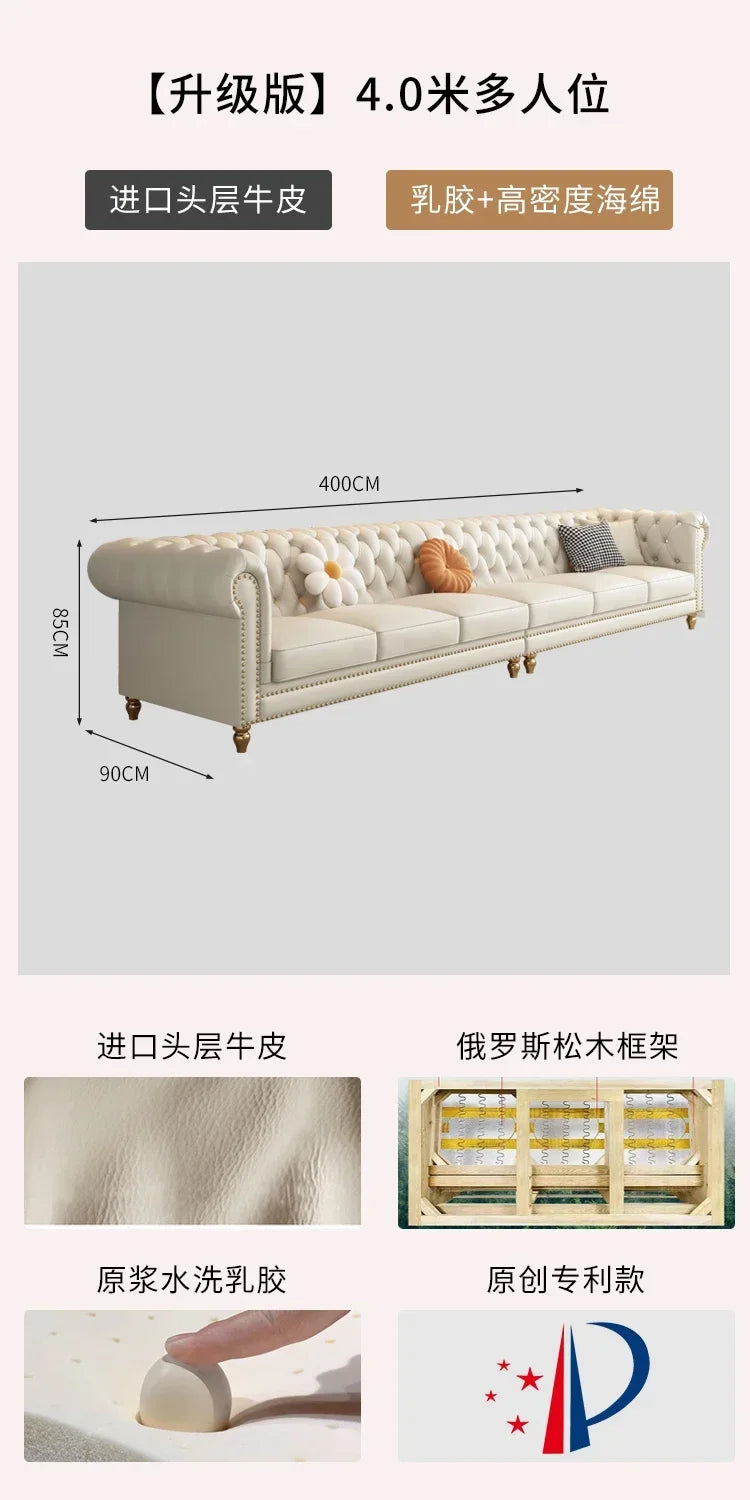 Designer Genuine Leather Sofas Fancy Living Room Lounge Floor Sofa Loveseat Modern Canape Salon De Luxe Apartment Furniture