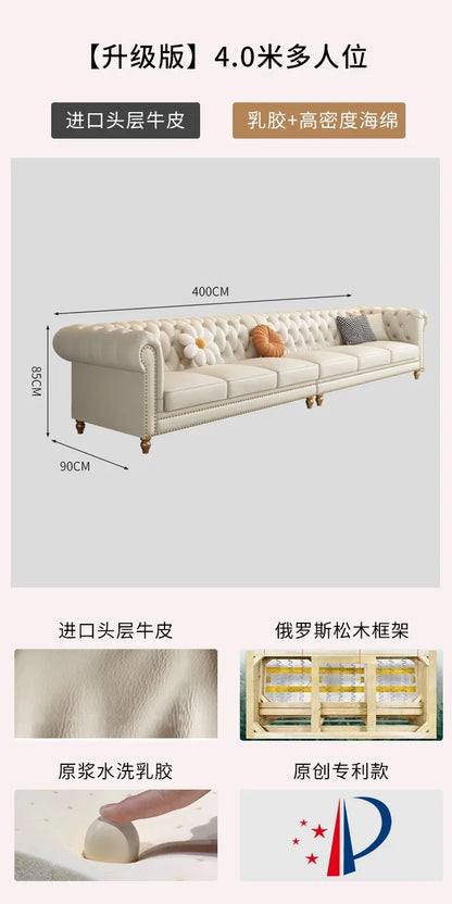 Designer Genuine Leather Sofas Fancy Living Room Lounge Floor Sofa Loveseat Modern Canape Salon De Luxe Apartment Furniture
