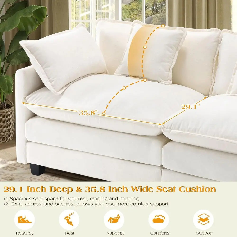 77.6" Chenille Cloud Loveseat Sofa with Deep Seats & Pillows