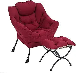 Lazy Chair with Ottoman, Modern Accent Leisure Upholstered Lazy Sofa , Contemporary Lounge Reading Chair with Armrests