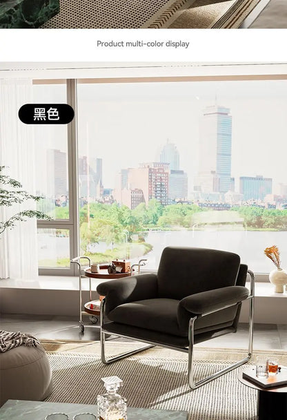 Bauhaus Antique Style Stainless Steel Designer Sofa Chair Living Room Home Balcony Leisure Recliner Negotiation Chair
