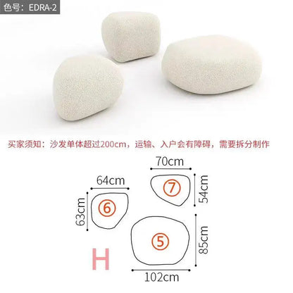 Italian minimalist pebble art sofa villa large flat living room special-shaped module fabric sofa Internet celebrity