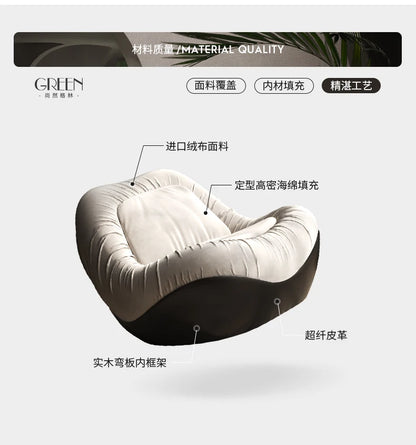 A076 Designer Simple Lazy Sofa Nordic Modern Light Luxury Villa Arc Leisure Chair Single Sofa Flannel