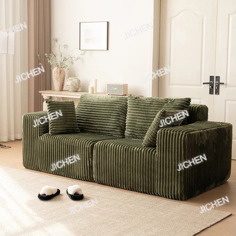XJQC Living Room Compression Sofa Corduroy Combination Module Modular L-shaped Multifunctional Boneless Compression Sofa Chair