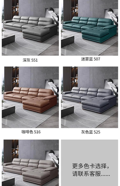Nordic Italian light luxury leather sofa with a top layer of cowhide, modern and minimalist living room size,  art sofa