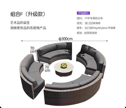 furniture sofa combination garden terrace leisure rattan circular courtyard outdoor open-air rattan chair for living room