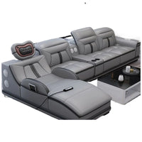 Modern simple massage combination living room leather sofa first layer cowhide  living room