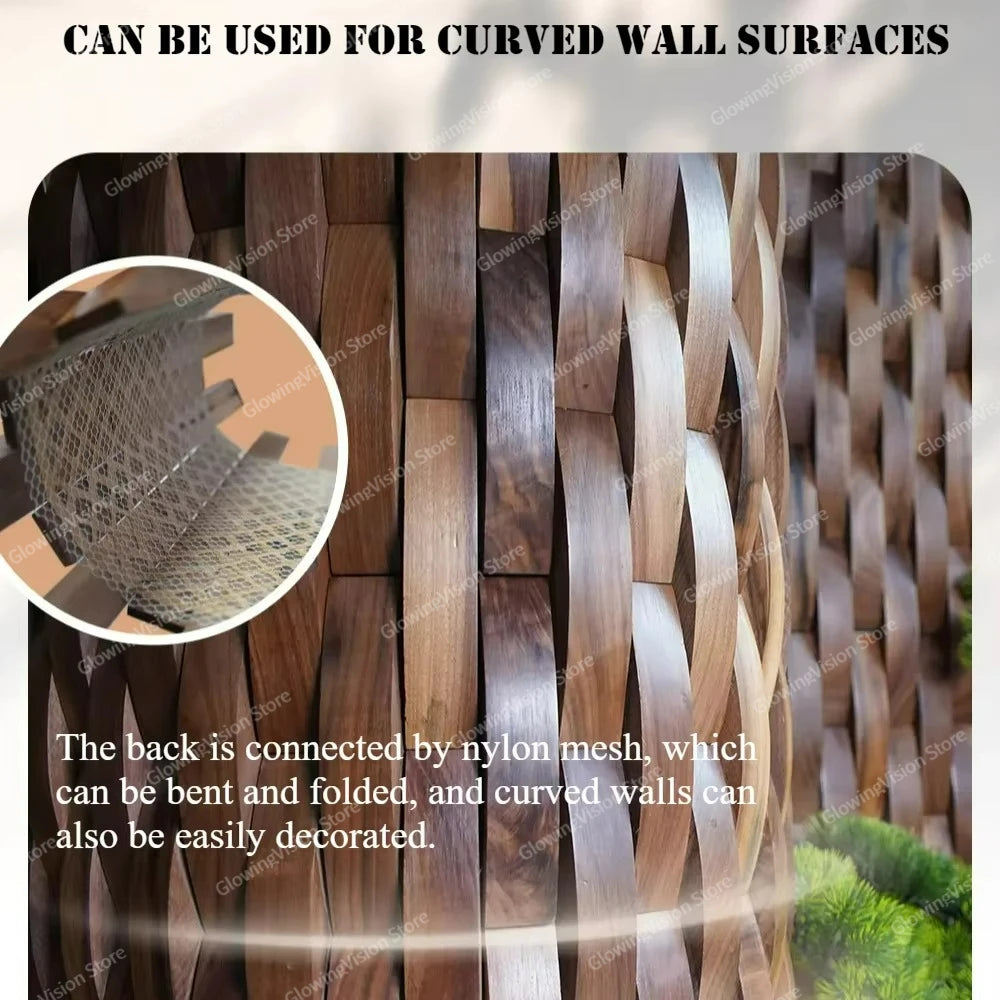 3D Mosaic Wall Panel Black Walnut Solid Wood Light Luxury Simple Acoustic Diffuser Background Wall Decoration Wall Stickers