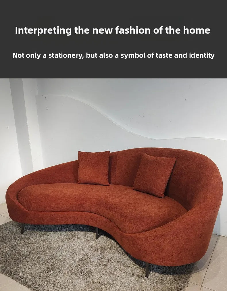 Cashew curved fabric sofa, living room lazy leisure Internet celebrity simple soft sofa