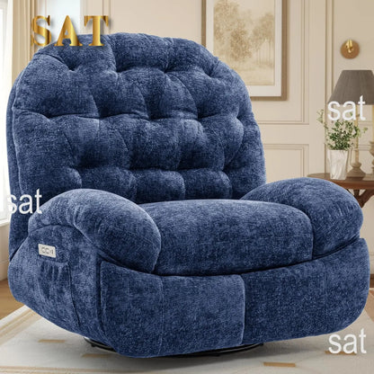 Oversized Swivel Recliner Chair, Comfortable Soft Shell Shaped Recliner with  Ports and Storage for Living Room