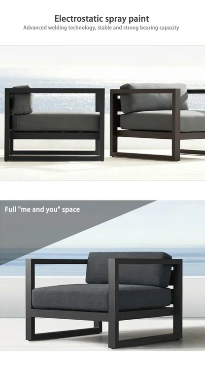 Outdoor Aluminum Alloy Sofa Four Piece Set,Terrace Garden Bar Waterproof Sofa Furniture Set outdoor furniture set sectional sofa
