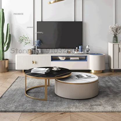 Modern Marble Coffee Tables For Simple Small Apartment Living Room Furniture Sofa Side Household Storage Cabinet End Table Set