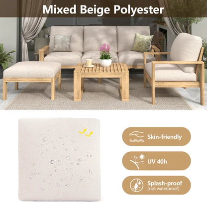 Outdoor 5-piece lovesickness segmented courtyard sofa set, natural color