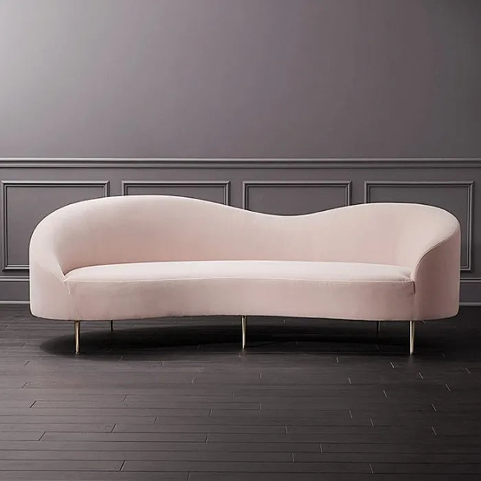 Luxury Contemporary Sofa Set for Living Room Modern Velvet Curved Sofa Couches Pink Color