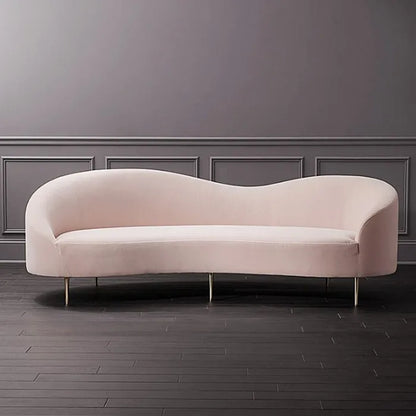 Luxury Contemporary Sofa Set for Living Room Modern Velvet Curved Sofa Couches Pink Color