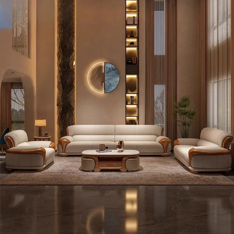 Luxury Modern Straight row sofa living room leather sofa set furniture room set sofas Designer Office couch set Canape Salon