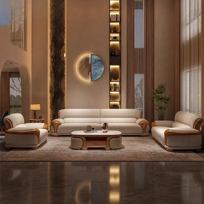 Luxury Modern Straight row sofa living room leather sofa set furniture room set sofas Designer Office couch set Canape Salon
