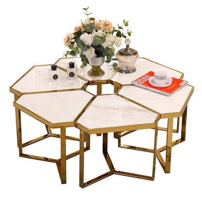Creative Simple Modern Stainless Steel Marble Coffee Table Living Room Coffee Table Side Table