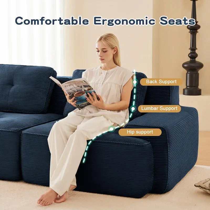 Cloud Modular Sectional Sofa with 2 Storage Ottomans 160.6" Down Filled Comfort U Shaped Sofa Minimalist Wide Deep Seat Couch